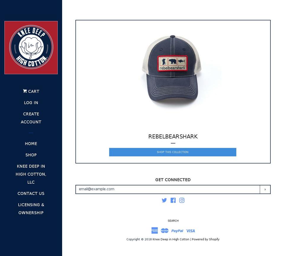 kneedeepinhighcotton.com shopify website screenshot