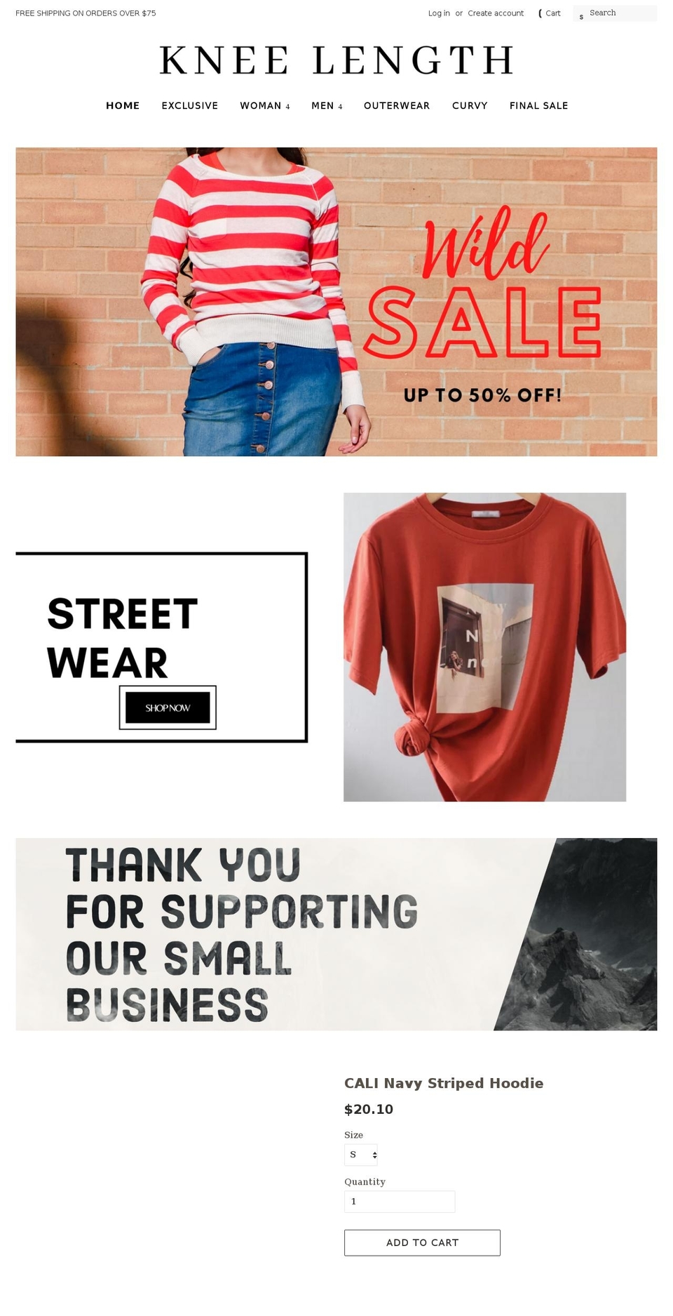 kneelengthkl.com shopify website screenshot