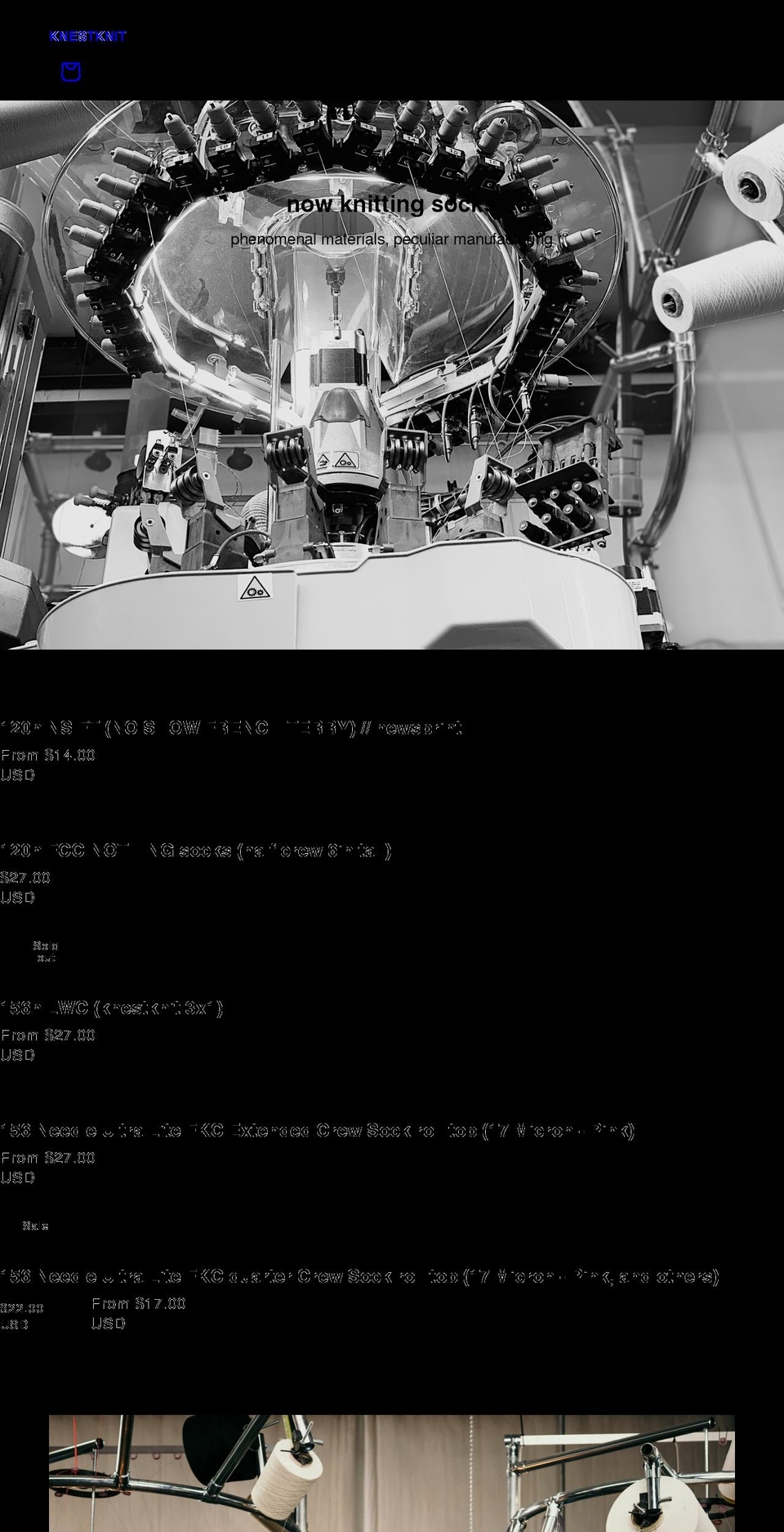 knestknit.com shopify website screenshot