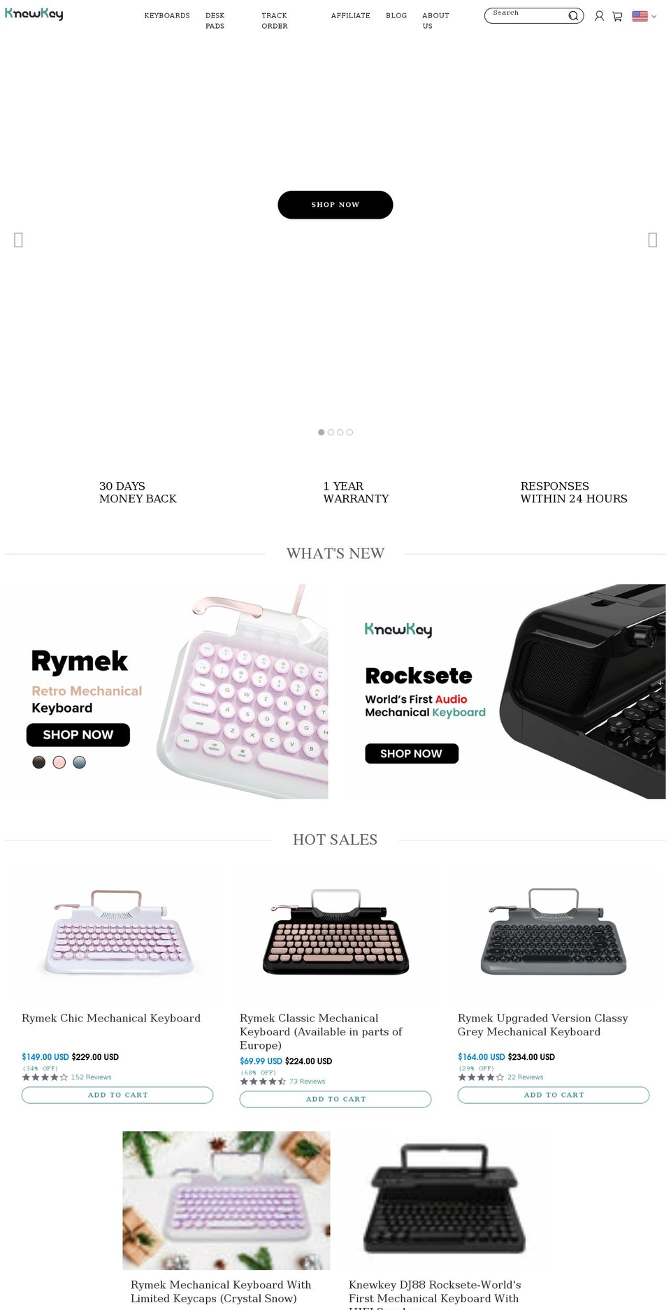 knewkey Shopify theme site example knewkey.com