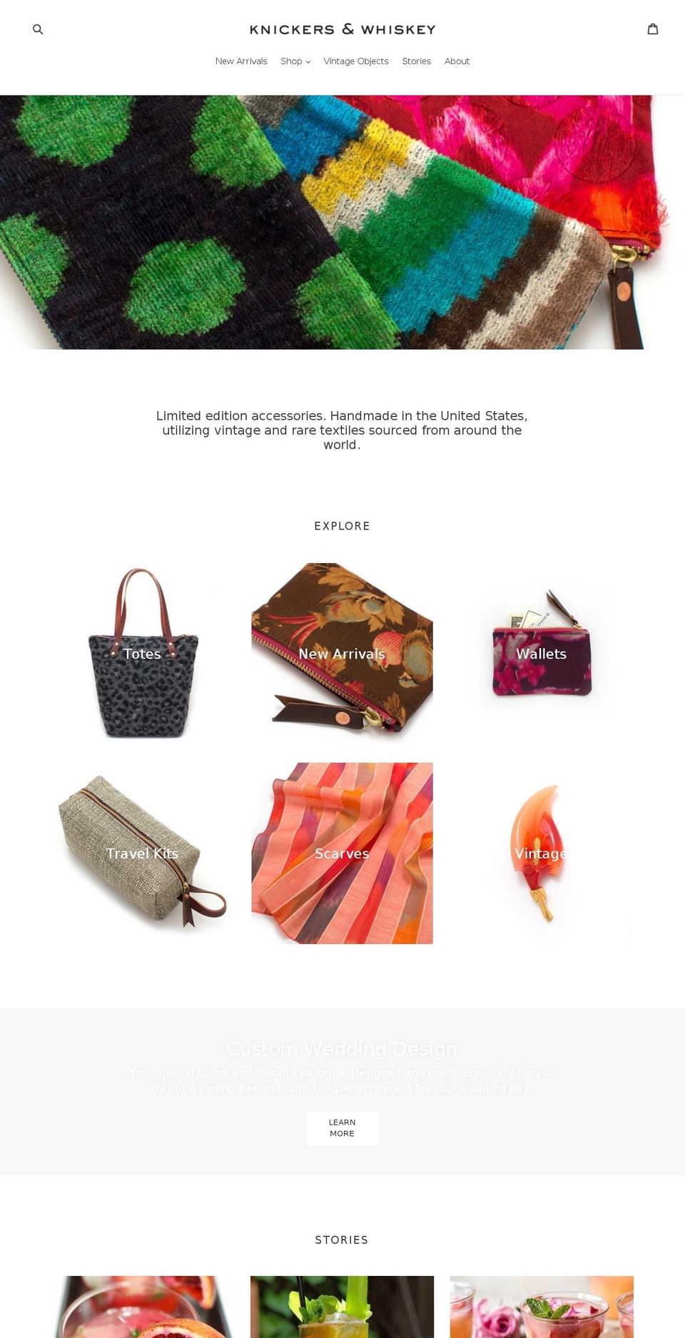 knickersandwhiskey.com — Shopify storefront screenshot