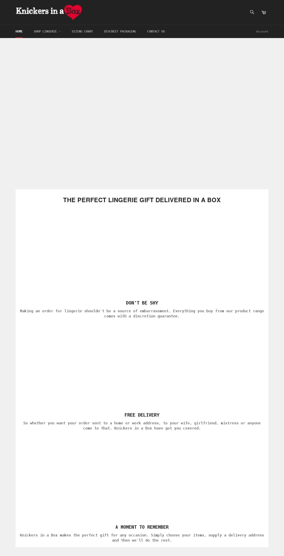 knickersinabox.co.uk shopify website screenshot