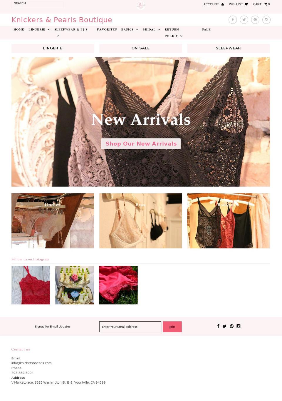knickersnpearls.com shopify website screenshot