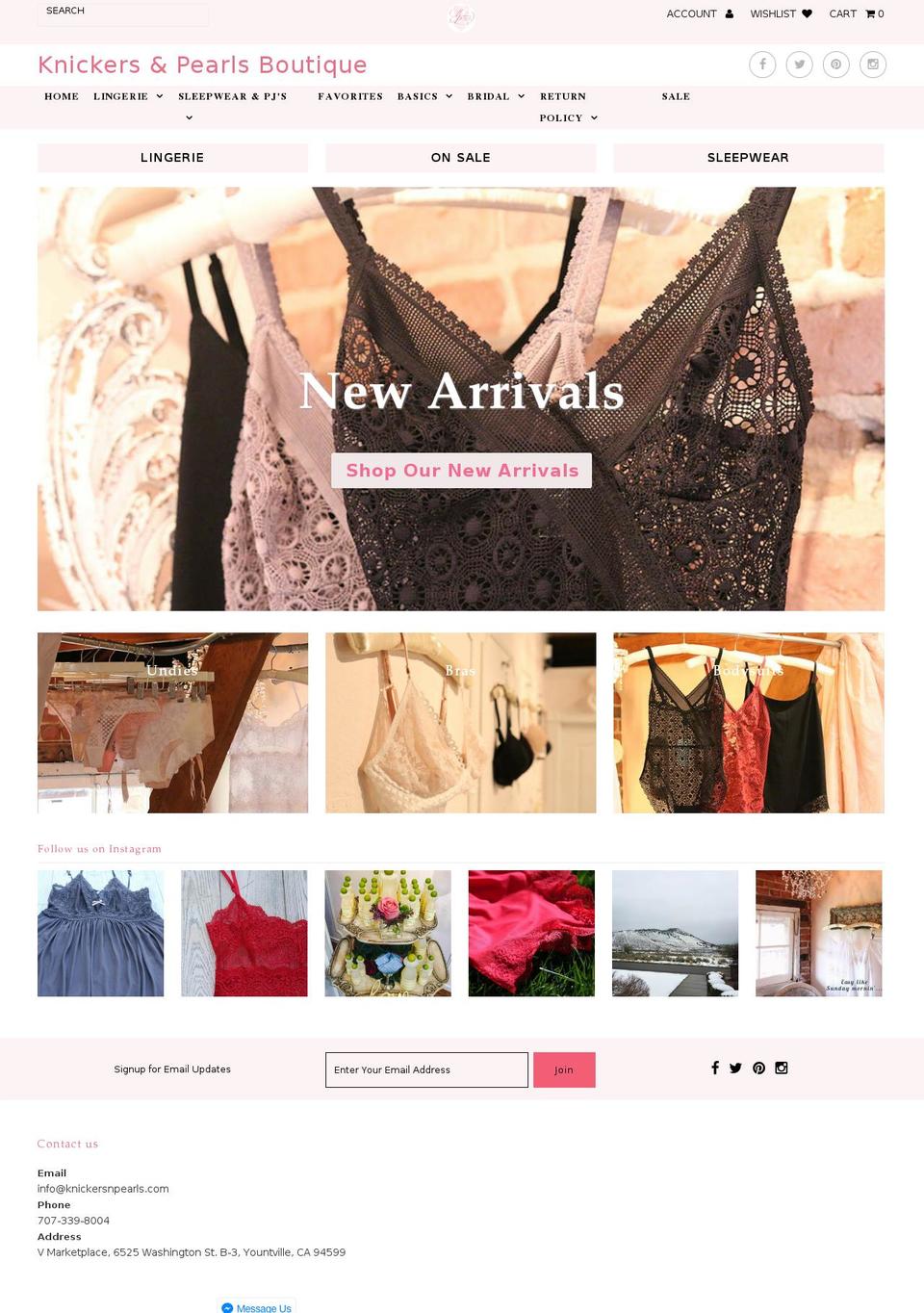 knickersnpearls.net shopify website screenshot