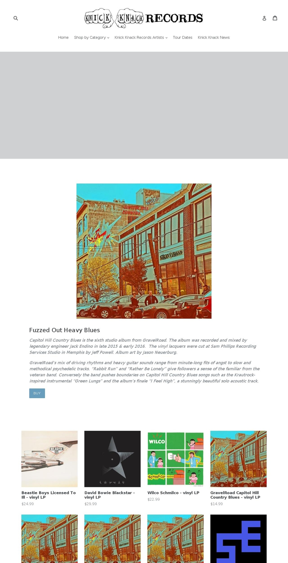 knickknackrecords.com shopify website screenshot