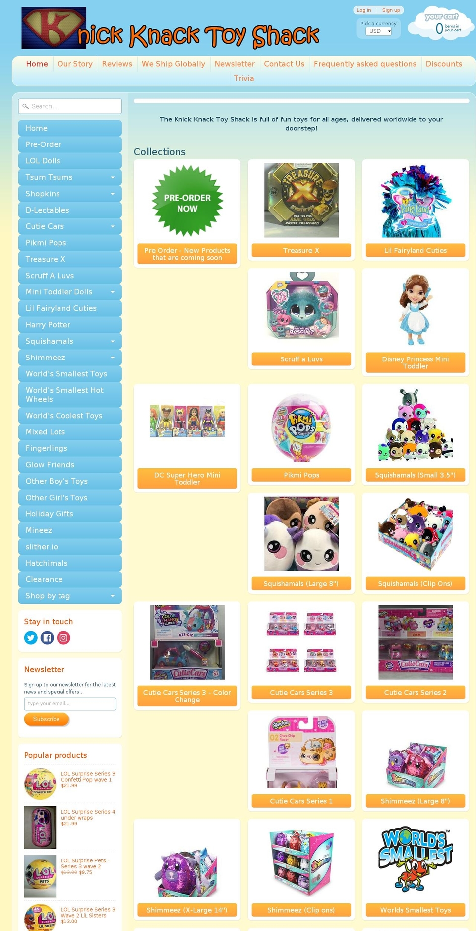 knickknacktoyshack.com — Shopify storefront screenshot