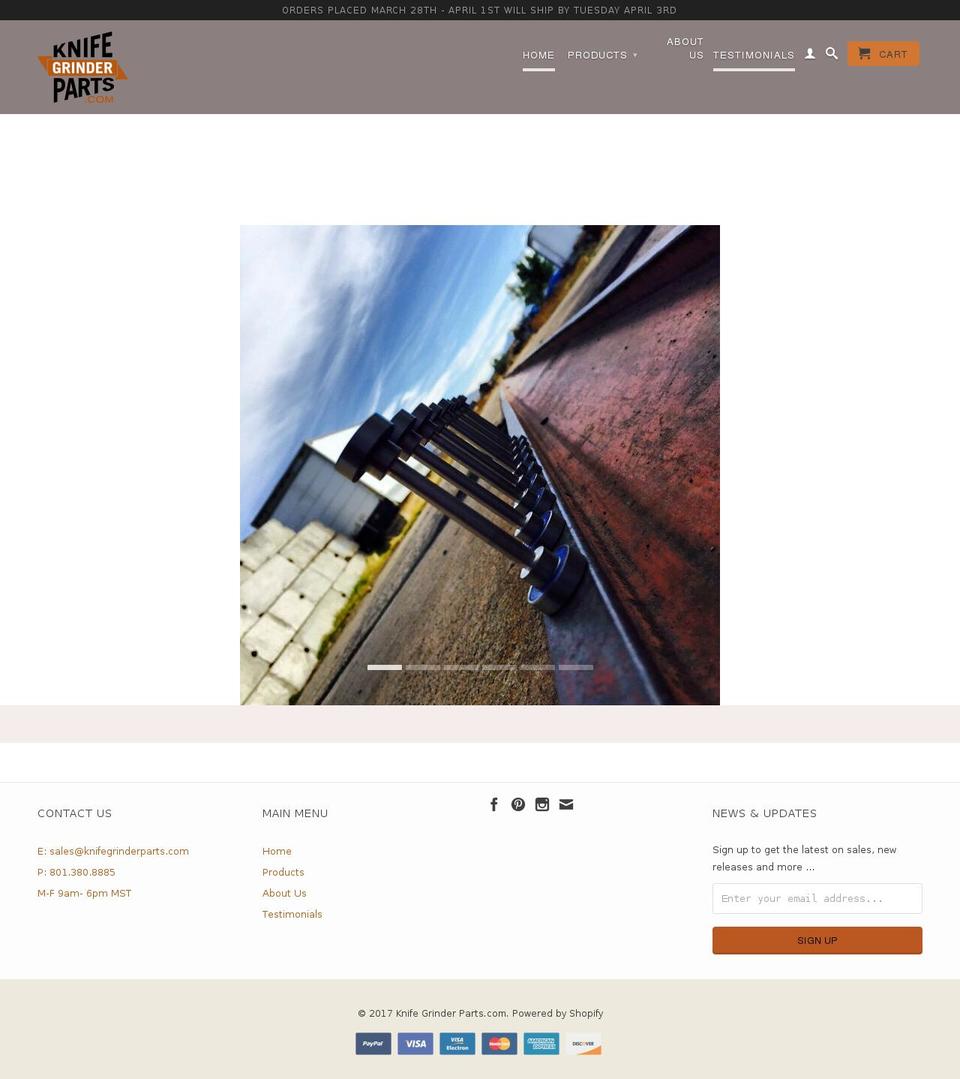 knifegrinderparts.com shopify website screenshot