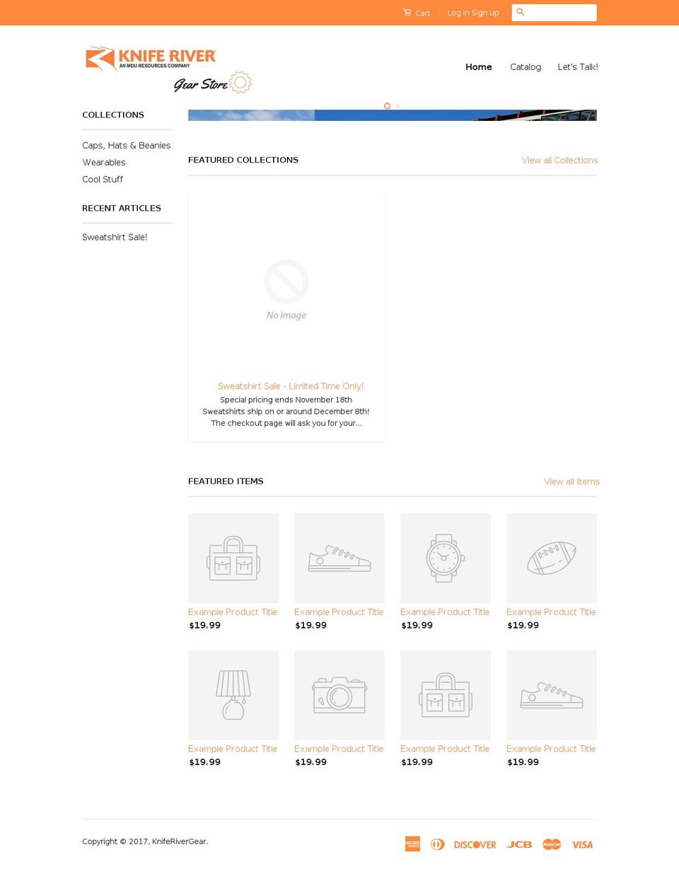 kniferivergear.com shopify website screenshot