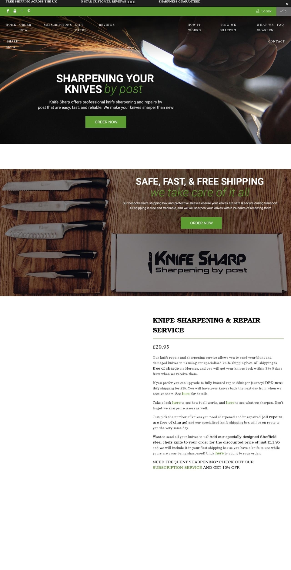 knifesharp.co.uk shopify website screenshot