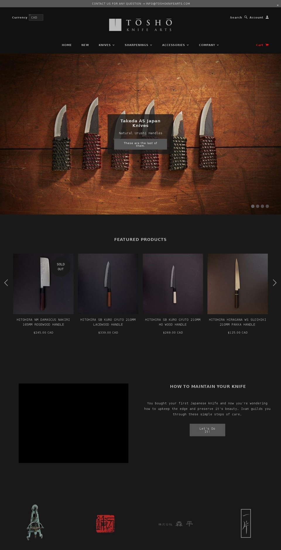 knifesharpeningtoronto.com shopify website screenshot