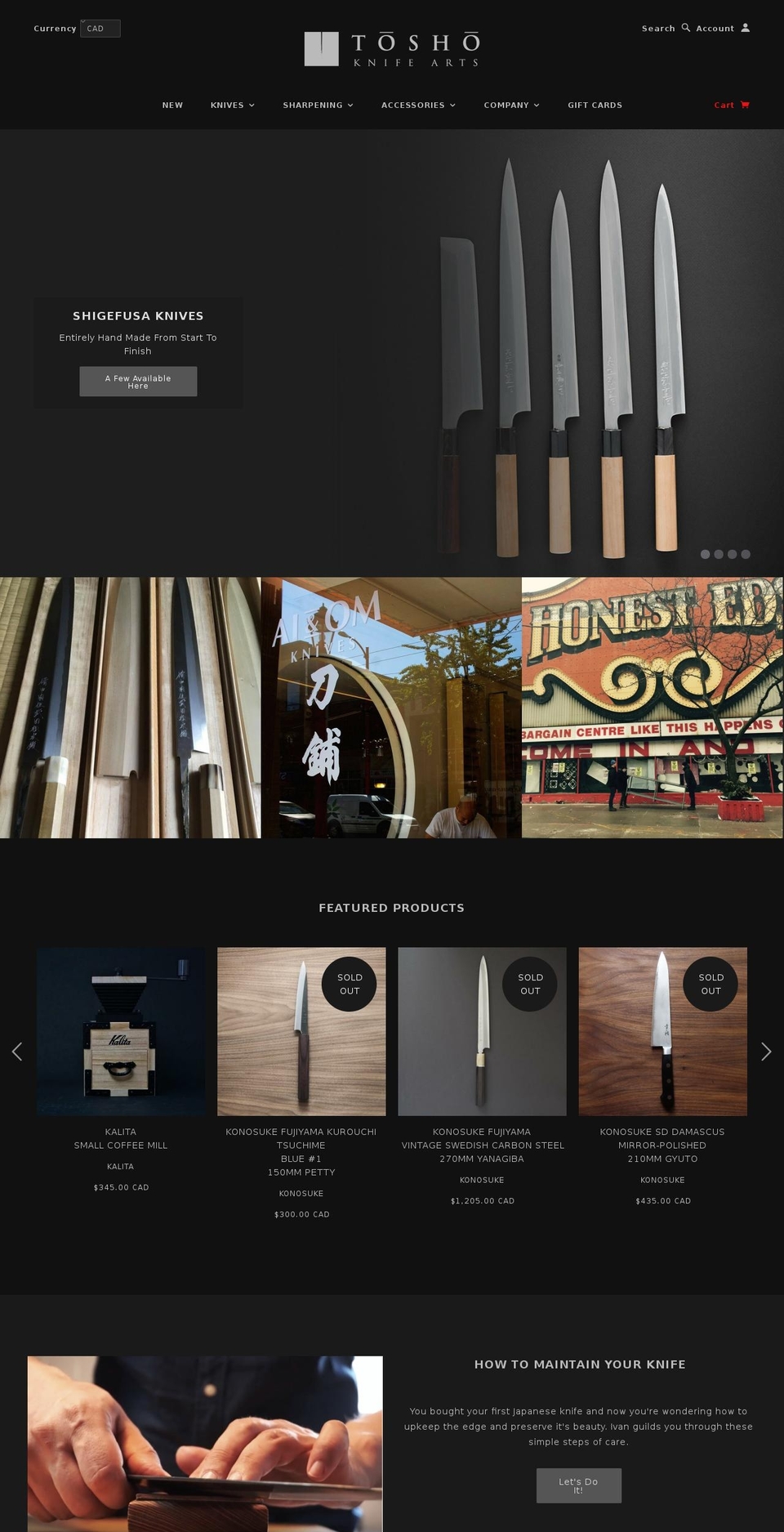 knifestoretoronto.com shopify website screenshot