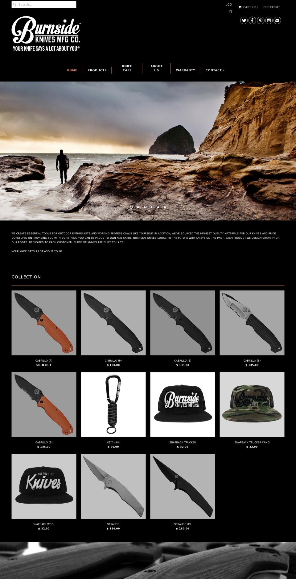 knifevibes.com shopify website screenshot
