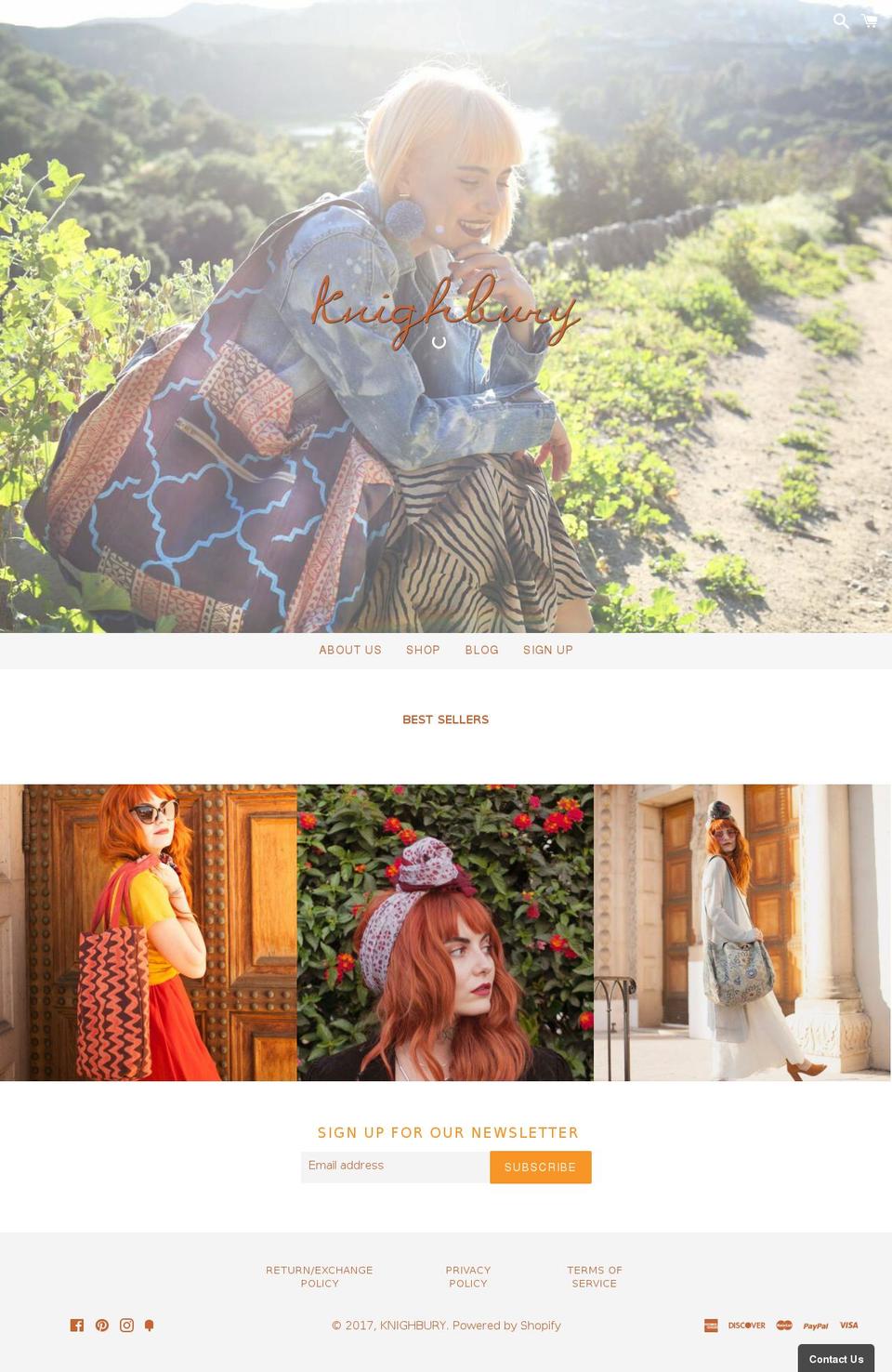 knighbury.com shopify website screenshot