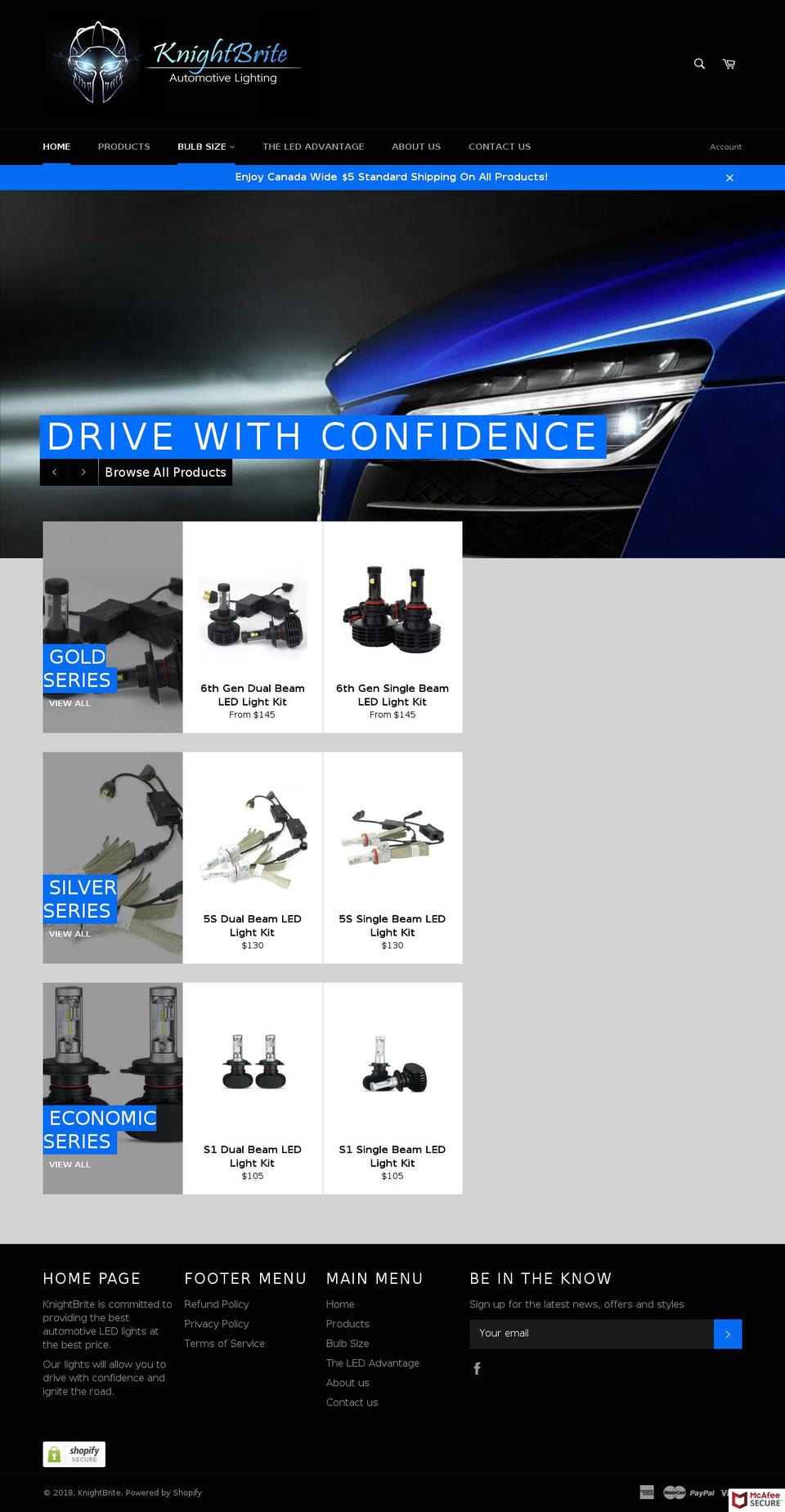 knightbrite.com — Shopify storefront screenshot