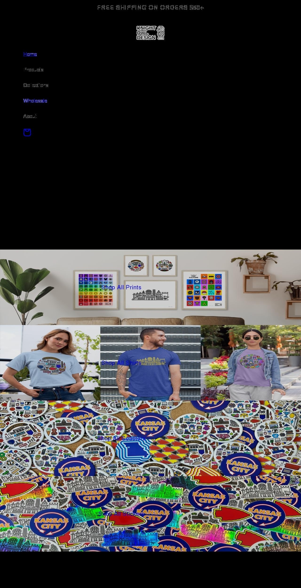 knightowldesign.com shopify website screenshot