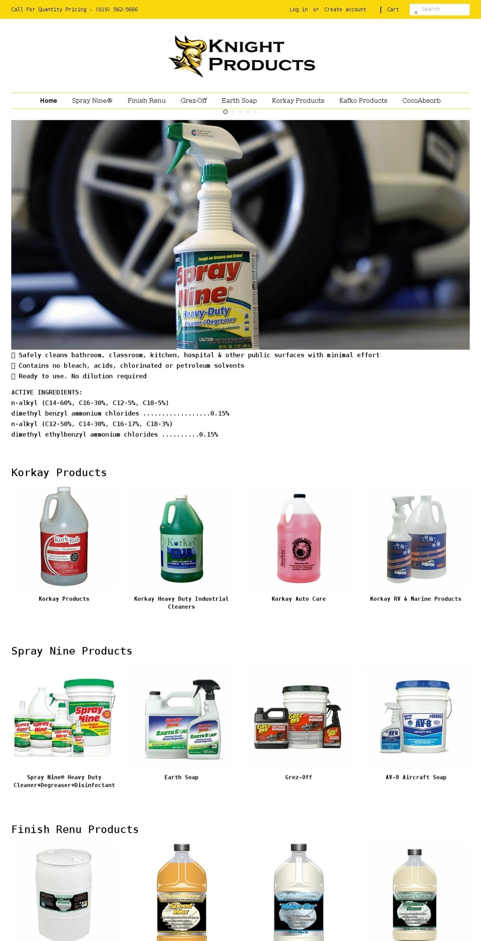 knightproducts.net shopify website screenshot