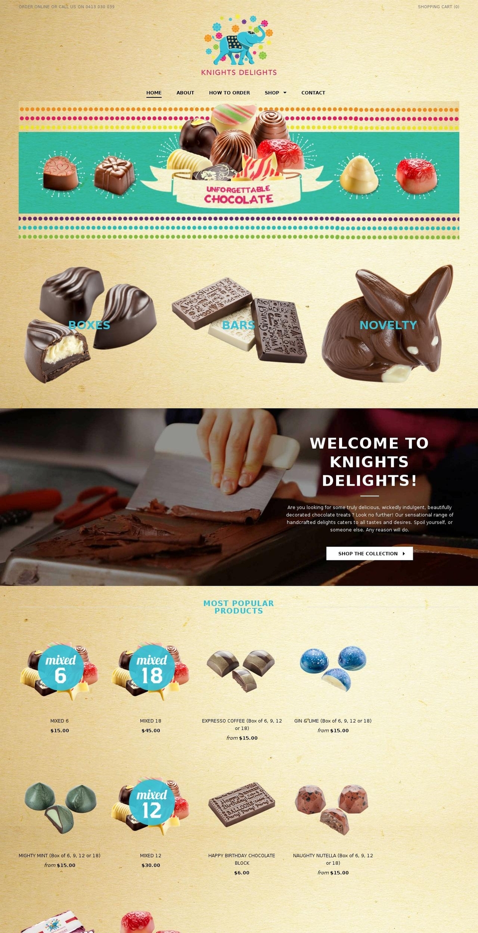 knightsdelights.com.au shopify website screenshot