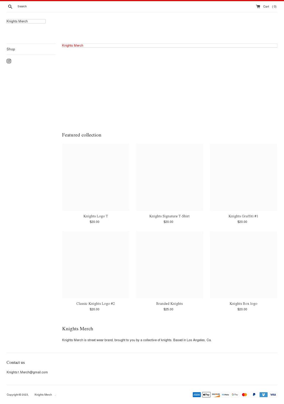 knightsmerch.com — Shopify storefront screenshot