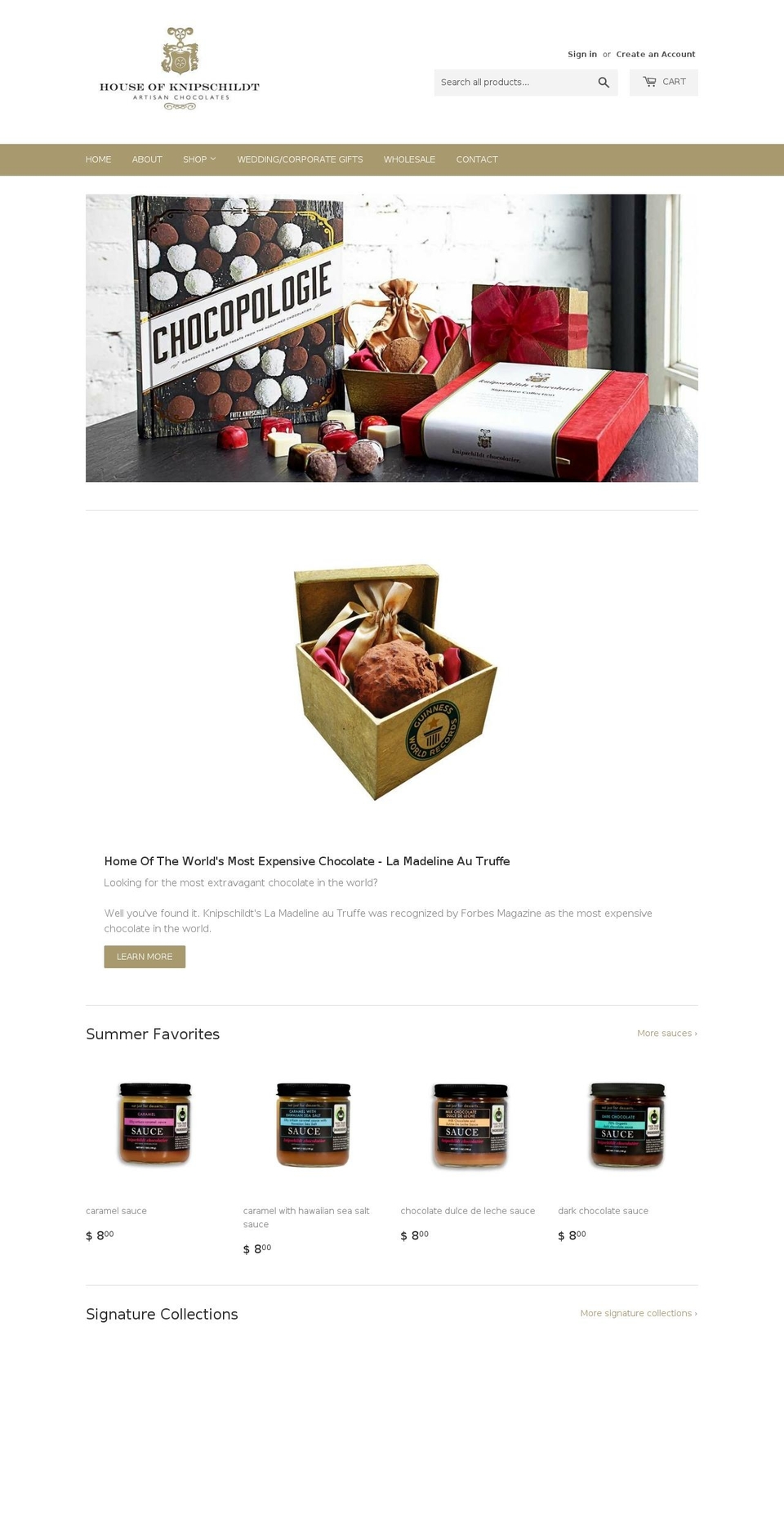 knipschildtchocolatier.com — Shopify storefront screenshot