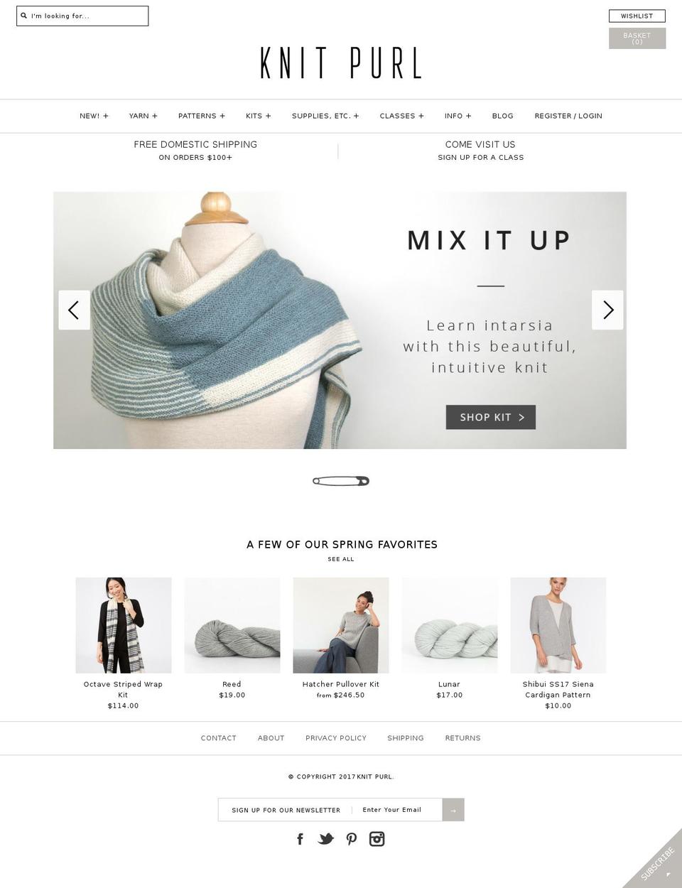knit-purl.com shopify website screenshot