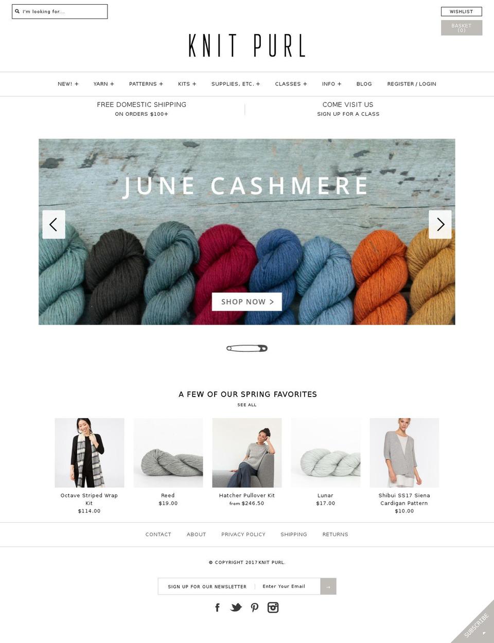 knit-purl.net shopify website screenshot