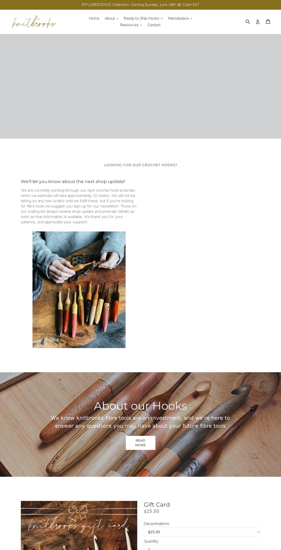 knitbrooks.ca shopify website screenshot