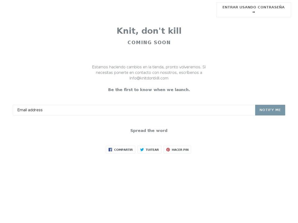 knitdontkill.com shopify website screenshot