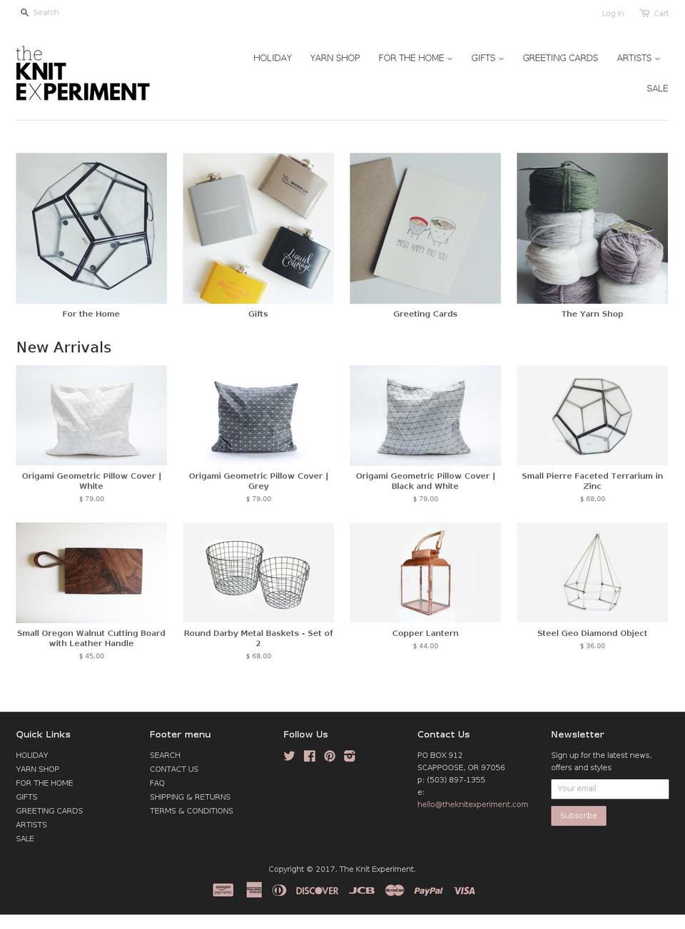 knitexperiment.com shopify website screenshot