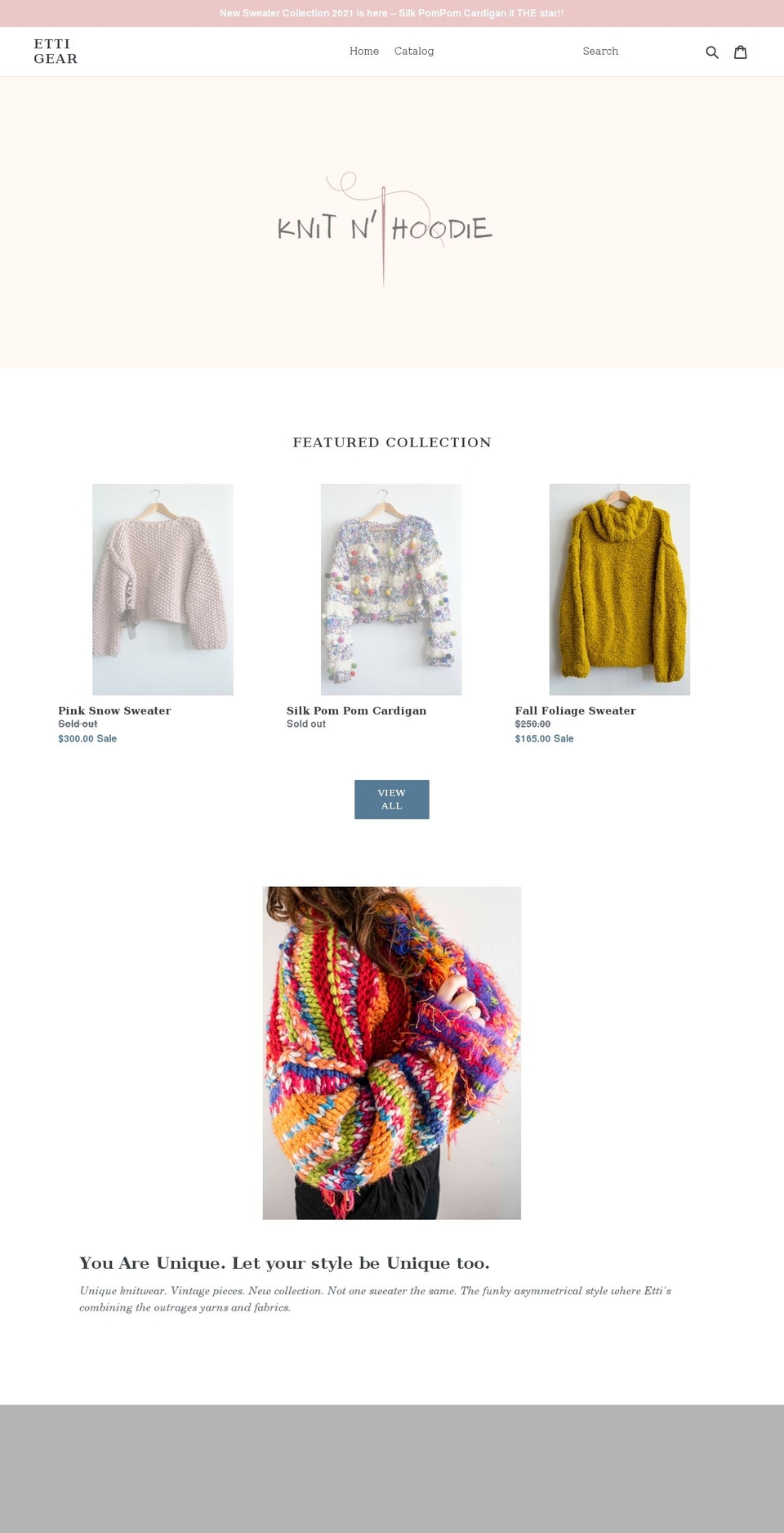 knitnhoodie.com shopify website screenshot