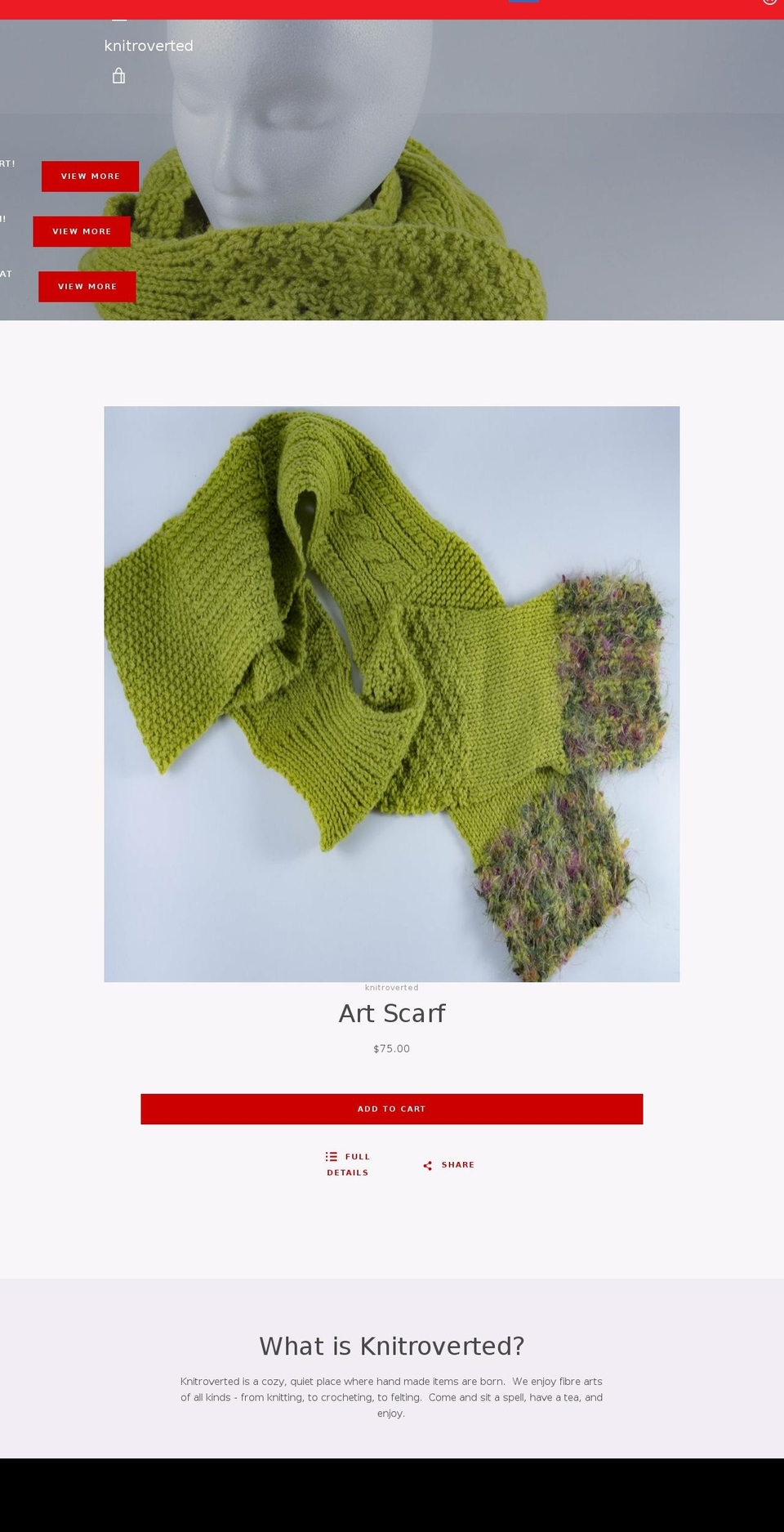 knitroverted.com shopify website screenshot