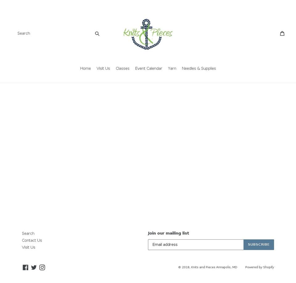 knitsandpiecesofannapolis.com — Shopify storefront screenshot