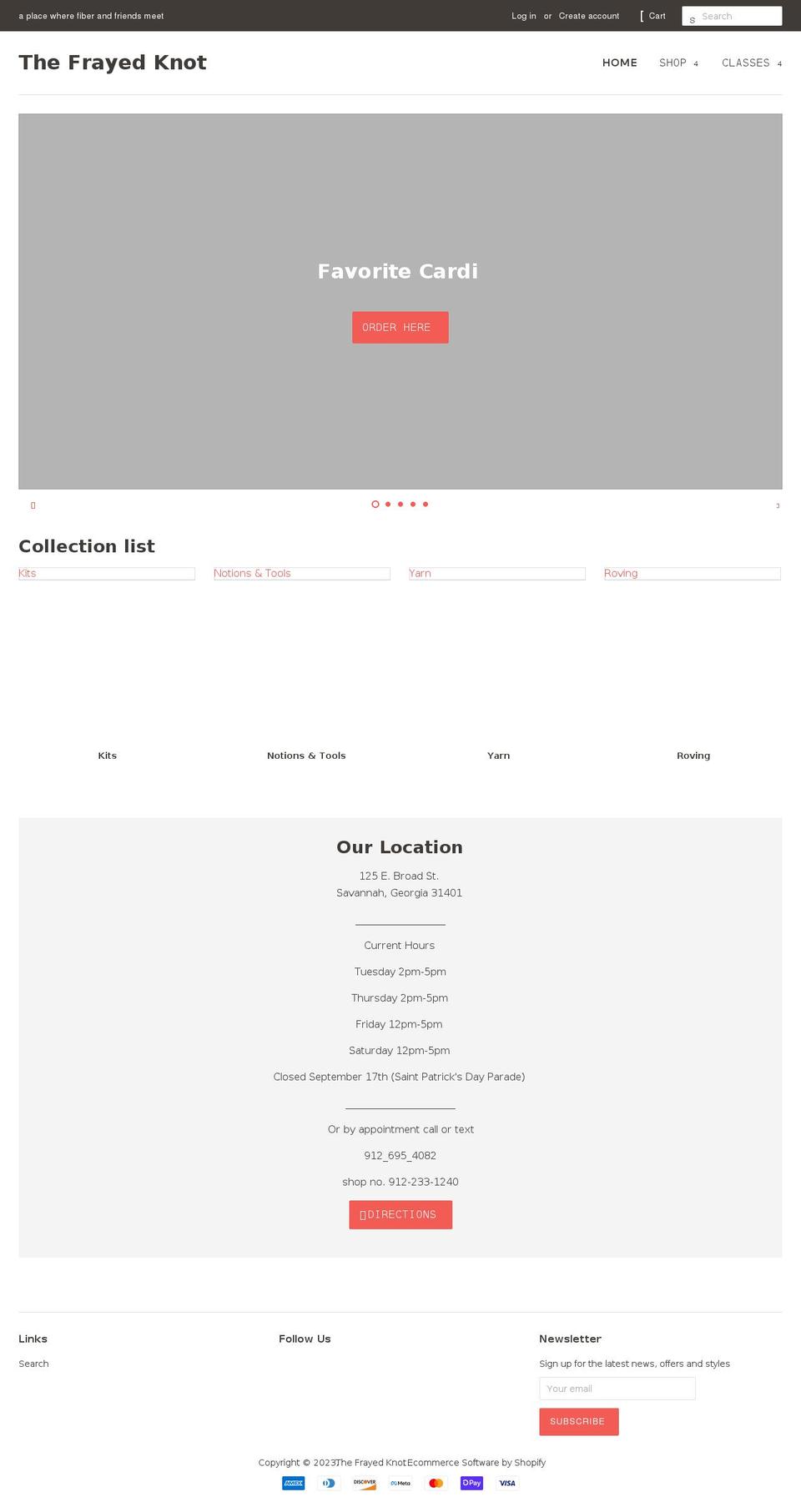 knitsavannah.com — Shopify storefront screenshot