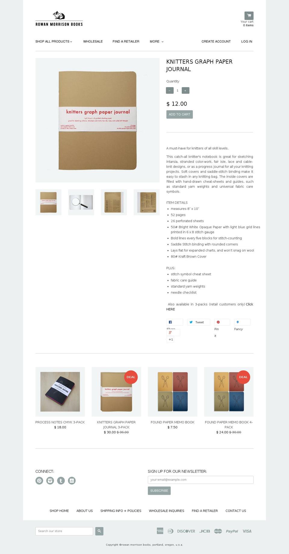 knittersgraphpaperjournal.com shopify website screenshot