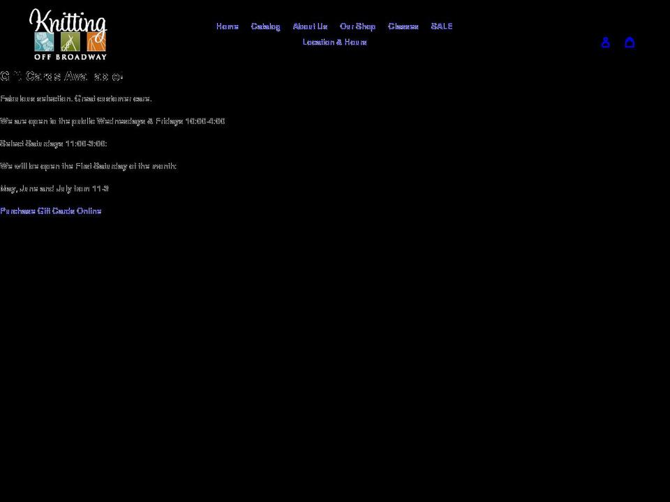 knitting-off-broadway.myshopify.com shopify website screenshot