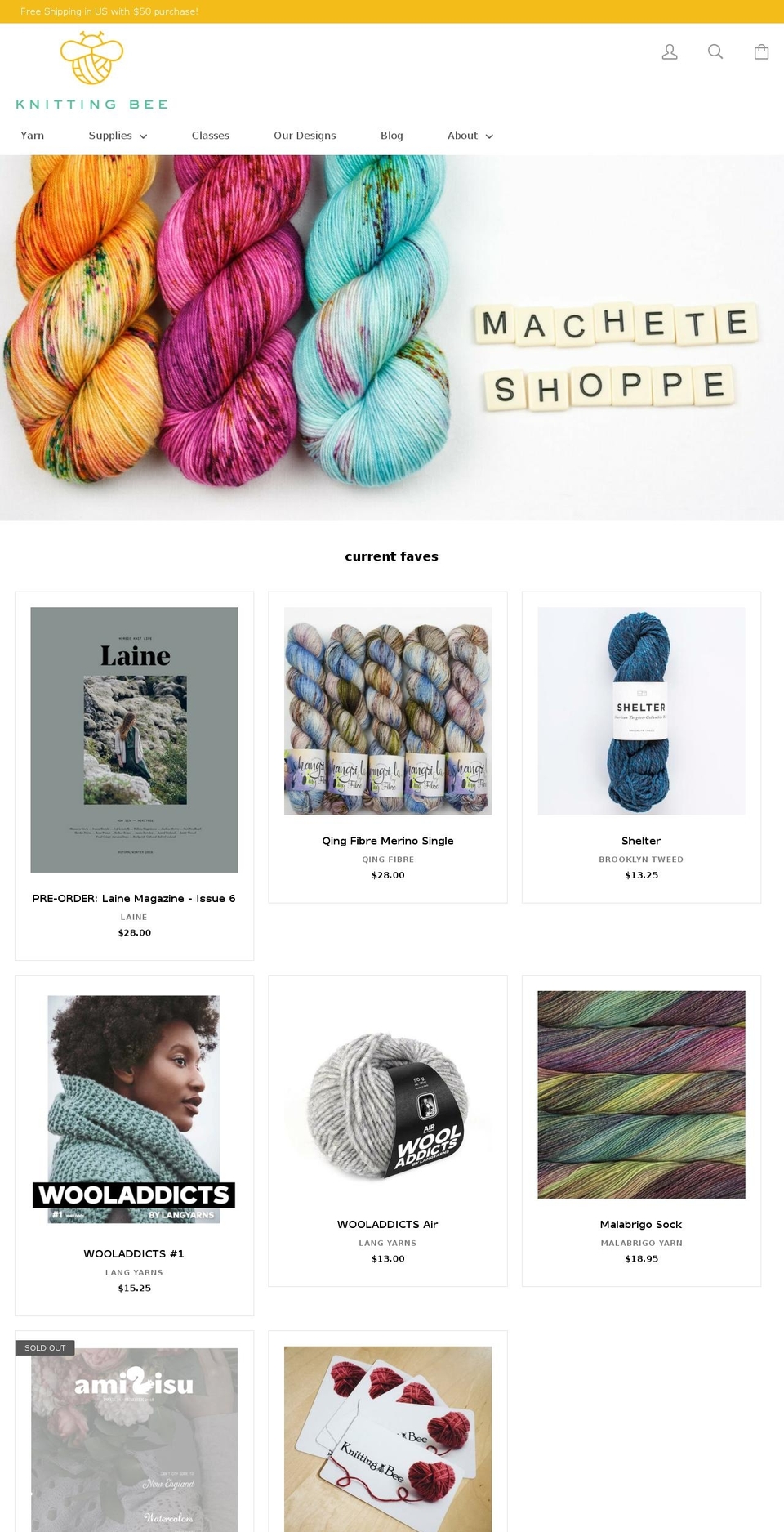 knittingbee.com — Shopify storefront screenshot