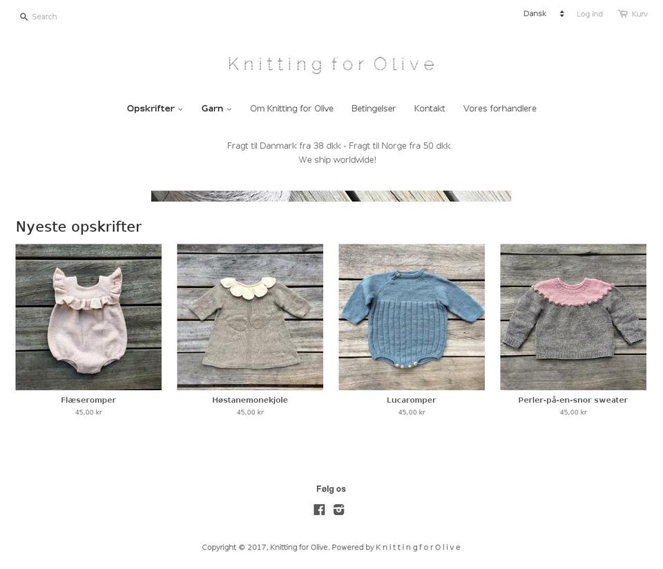 knittingforolive.dk shopify website screenshot
