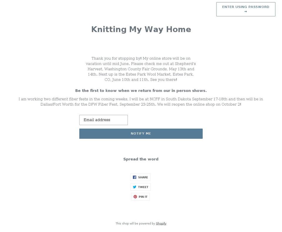 knittingmywayhome.com shopify website screenshot