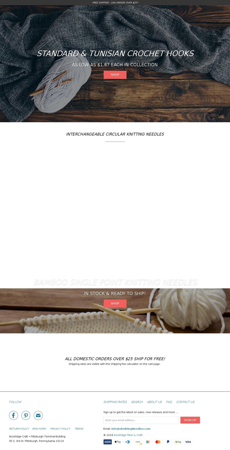 knittingneedles.com — Shopify storefront screenshot
