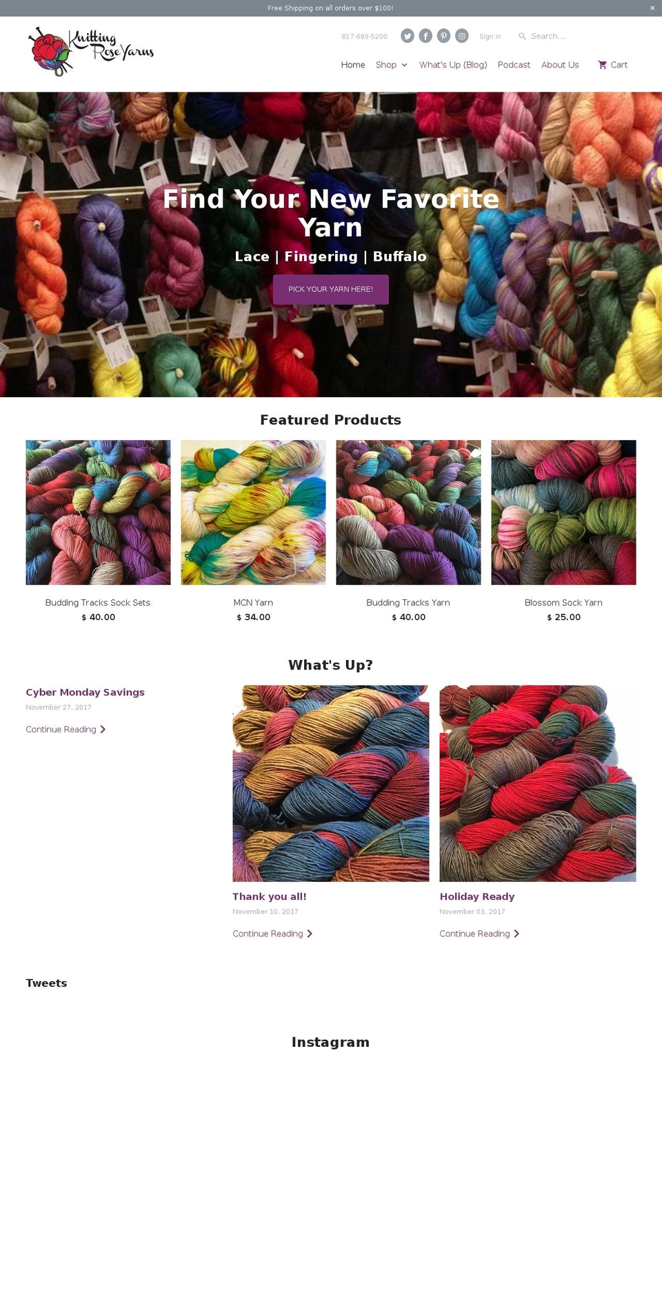 knittingrose.com — Shopify storefront screenshot