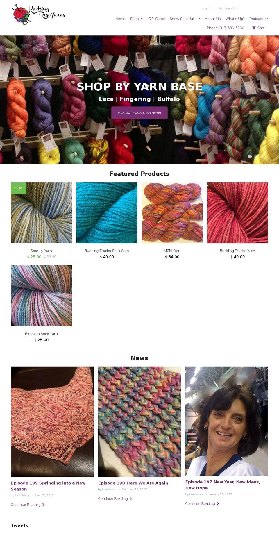 knittingroseyarn.com shopify website screenshot