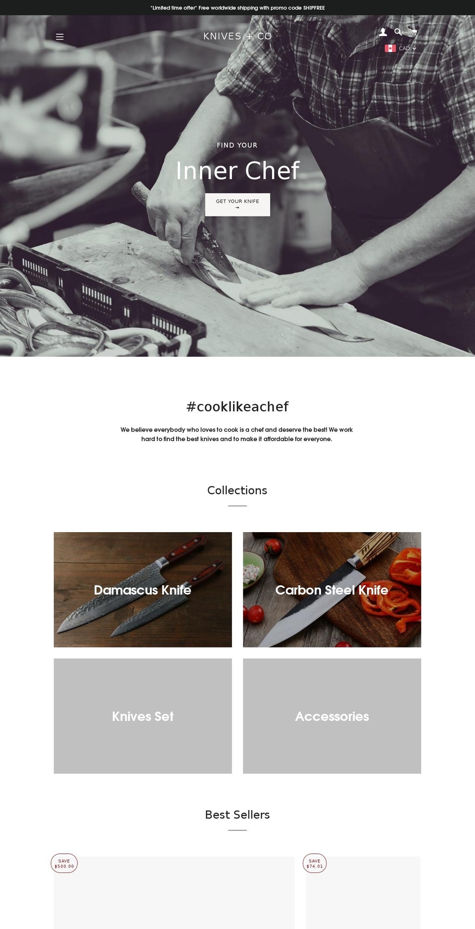 knivesandco.com — Shopify storefront screenshot