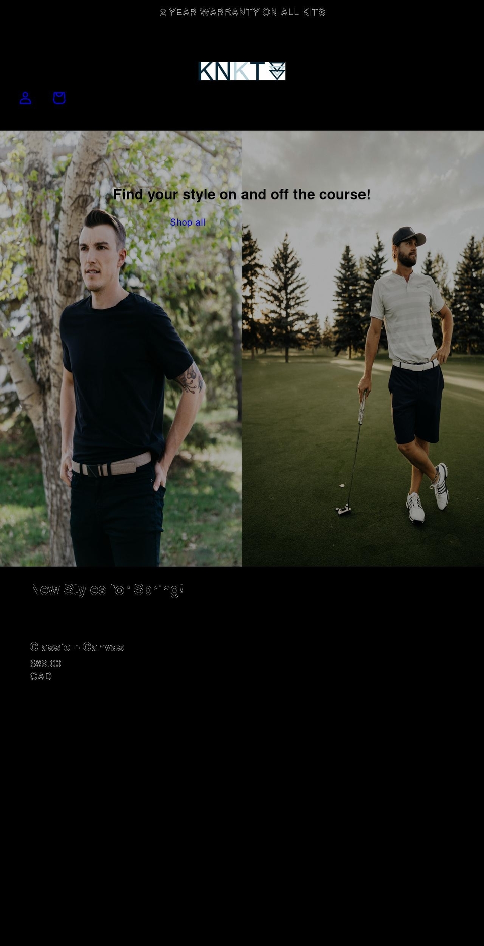 knktbelts.com shopify website screenshot