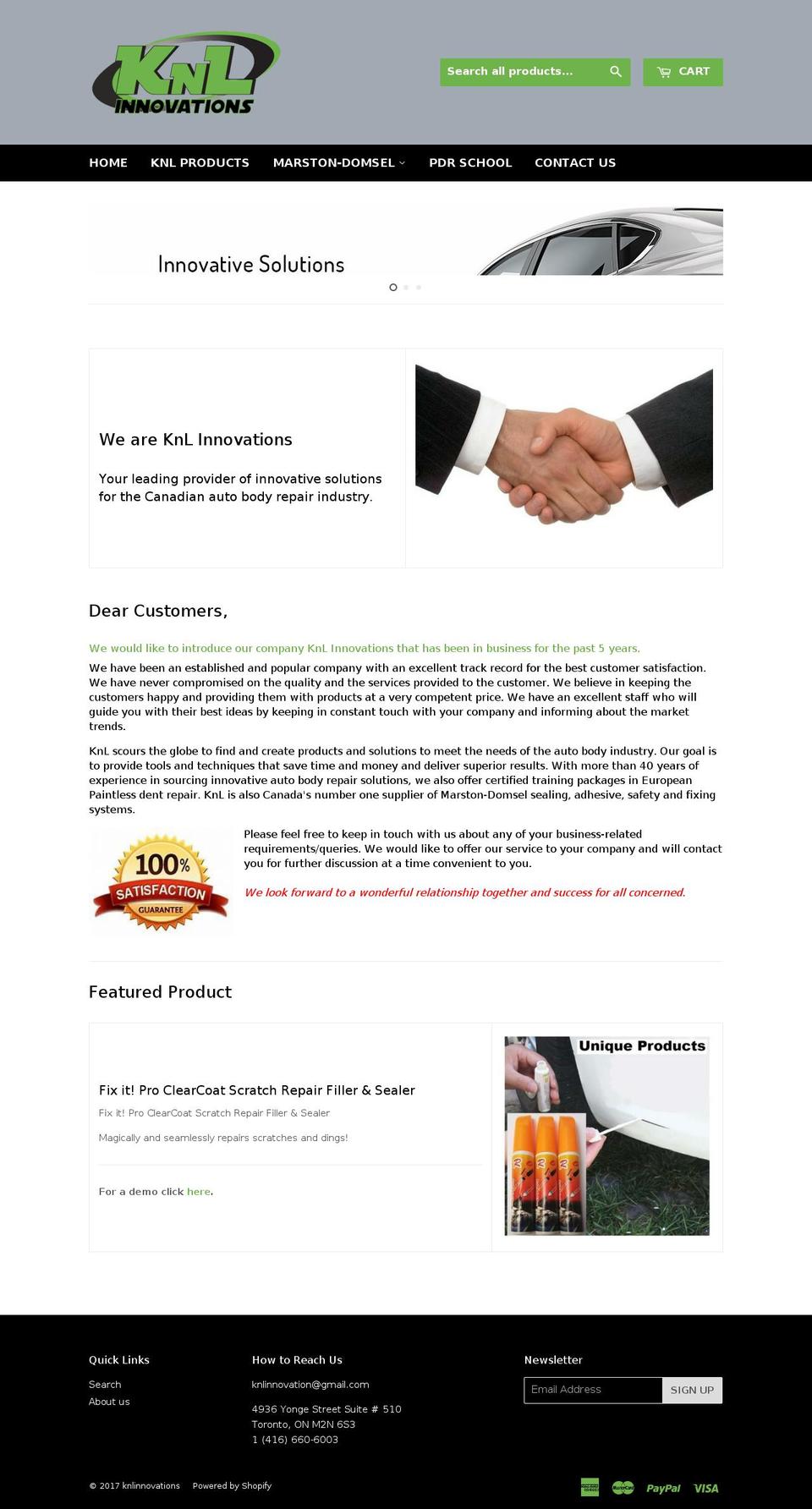 knlinnovations.com shopify website screenshot
