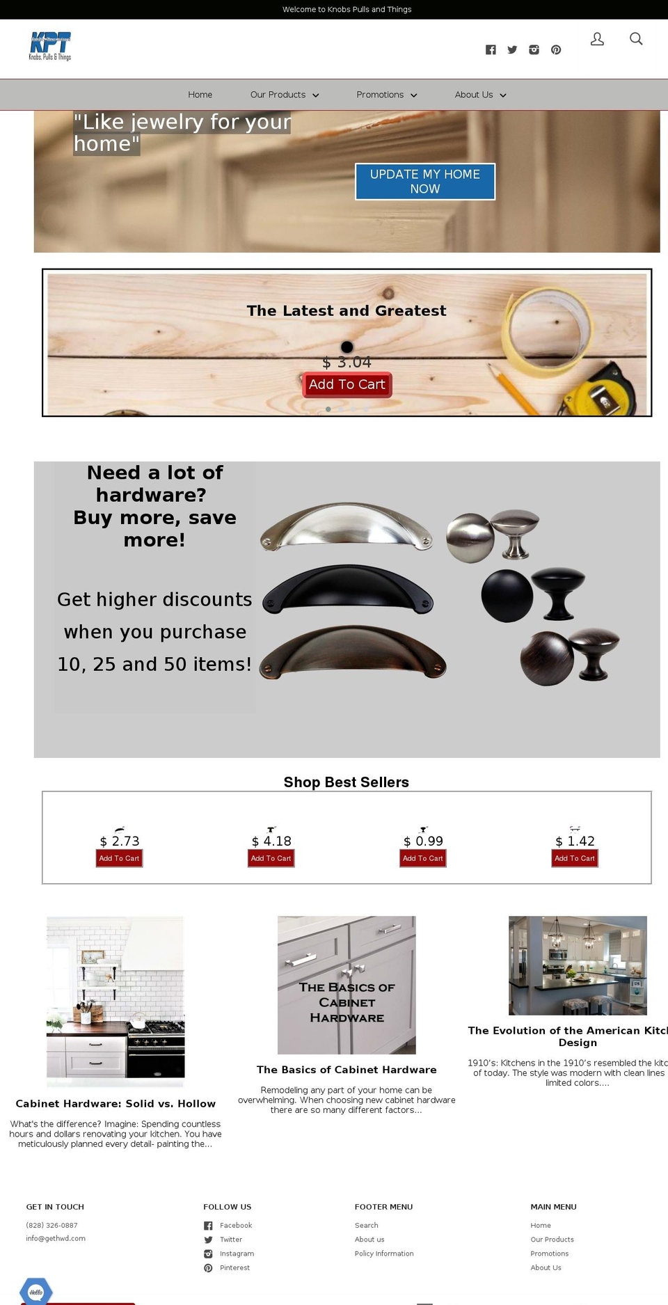 knobspullsandthings.com — Shopify storefront screenshot