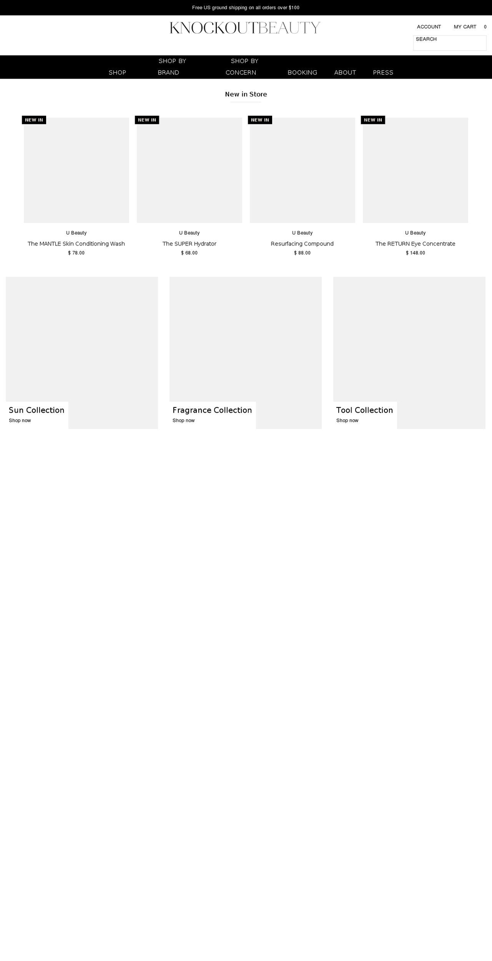 knockout-beauty.myshopify.com shopify website screenshot