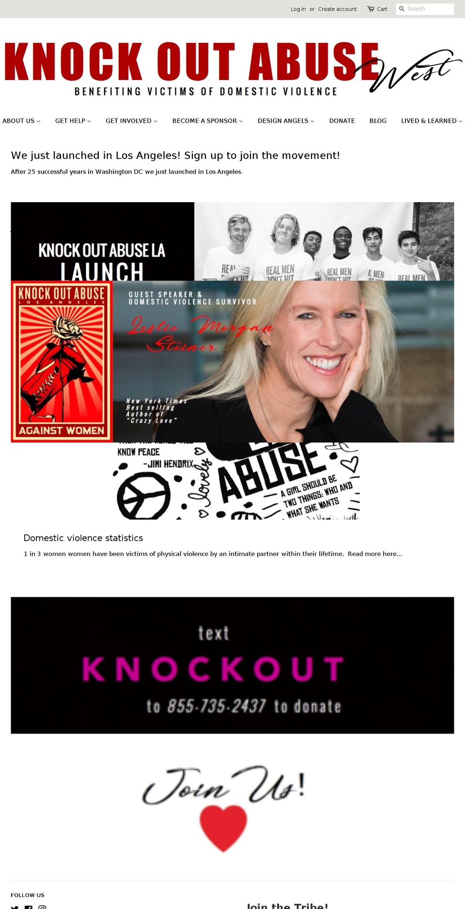 knockoutabusewest.org shopify website screenshot