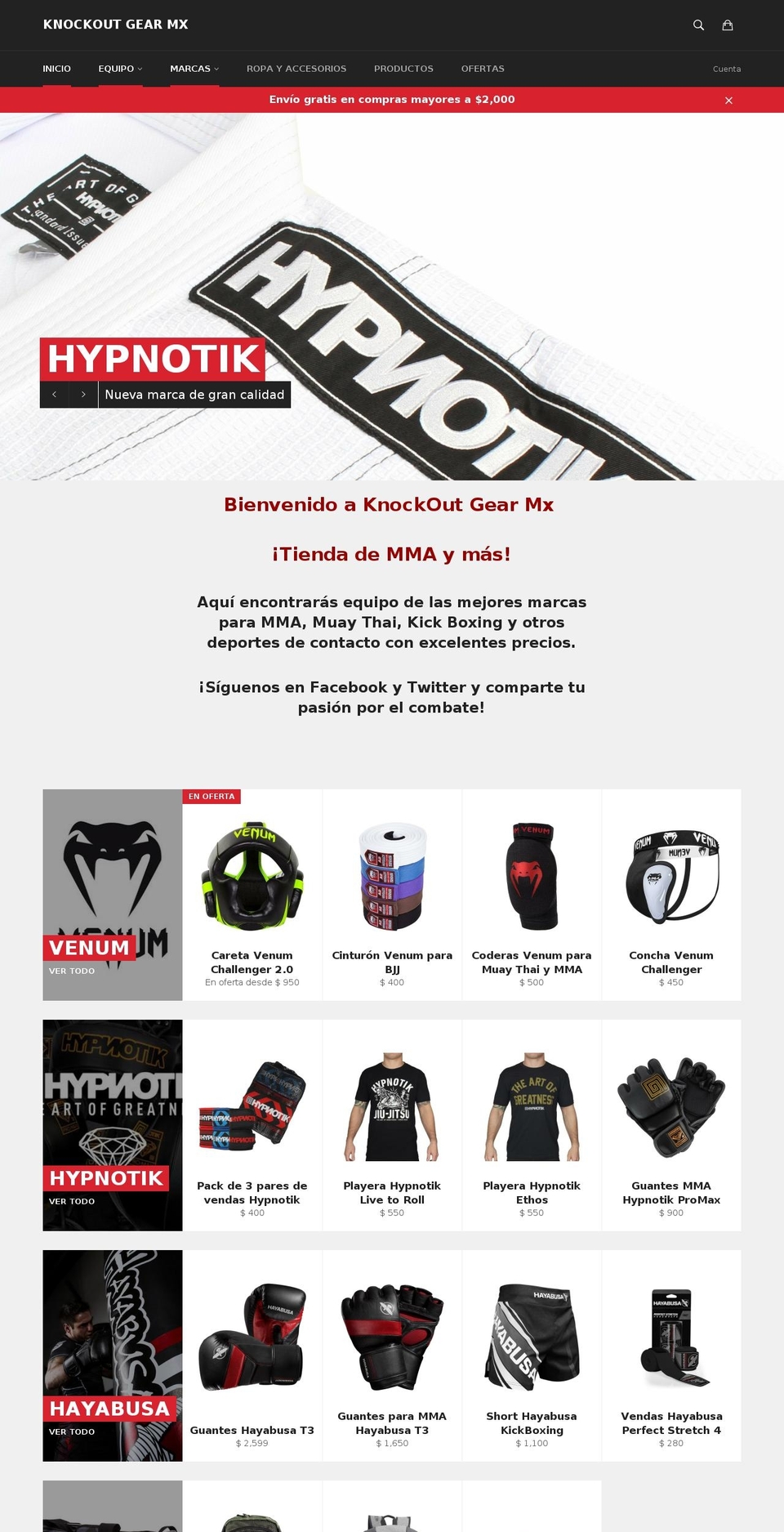 knockoutgearmx.com — Shopify storefront screenshot