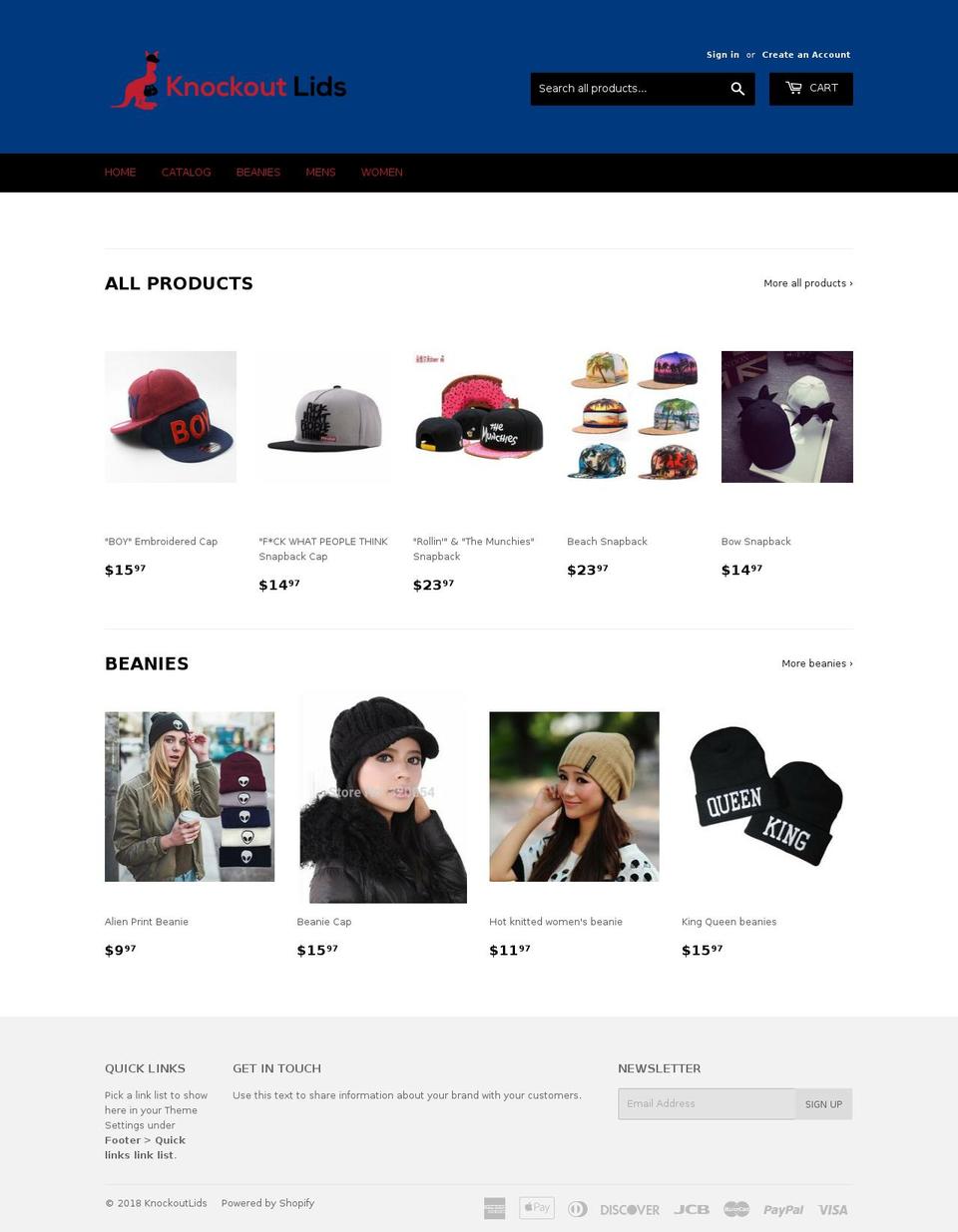 knockoutlids.com — Shopify storefront screenshot