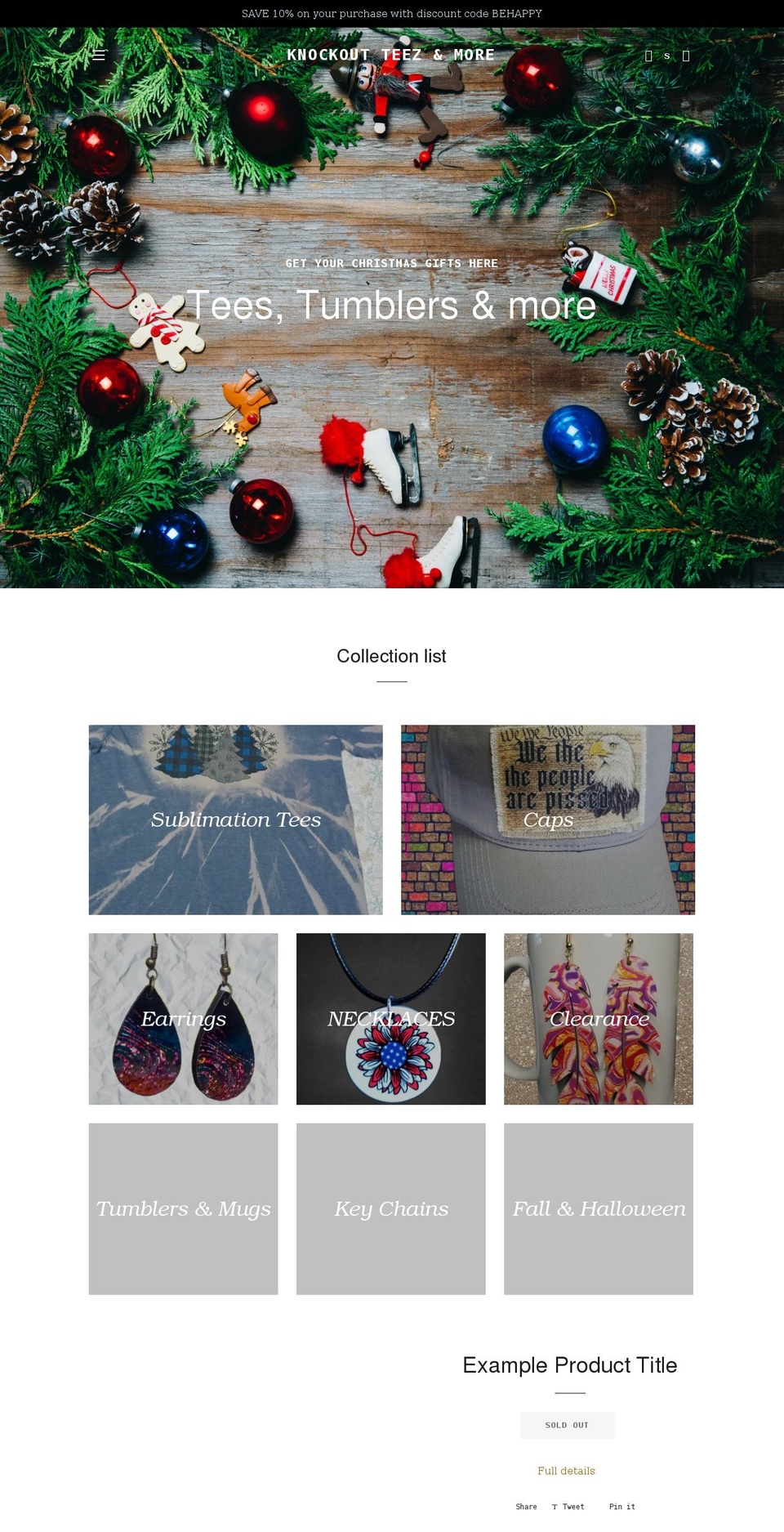 knockoutteezandmore.com shopify website screenshot