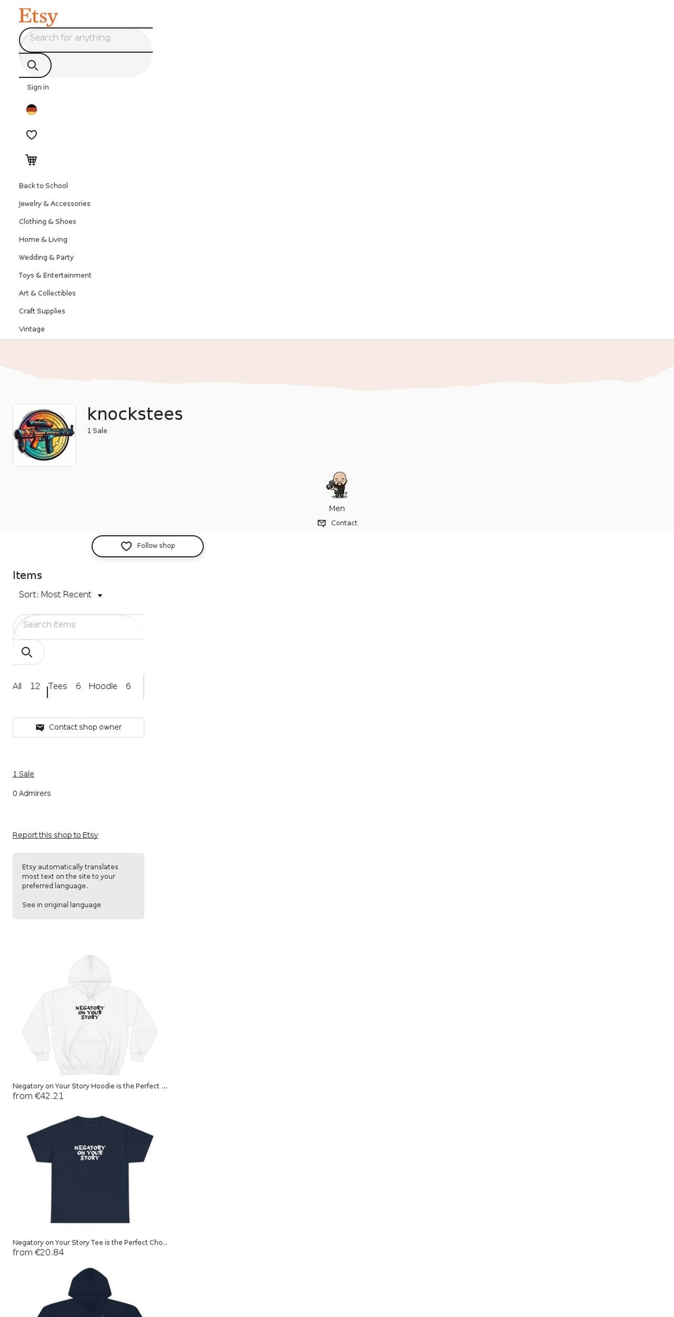 knockstees.com — Shopify storefront screenshot